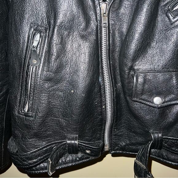 VINTAGE UNBRANDED genuine leather motor cycle jacket L - Picture 7 of 9